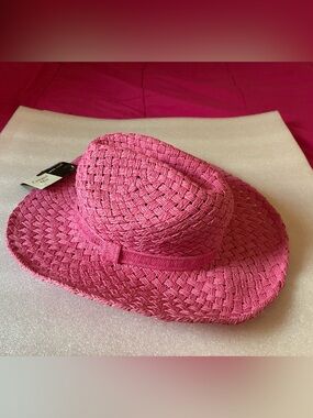 Wet Seal Pink Woven Straw Sun Cowgirl Hat
